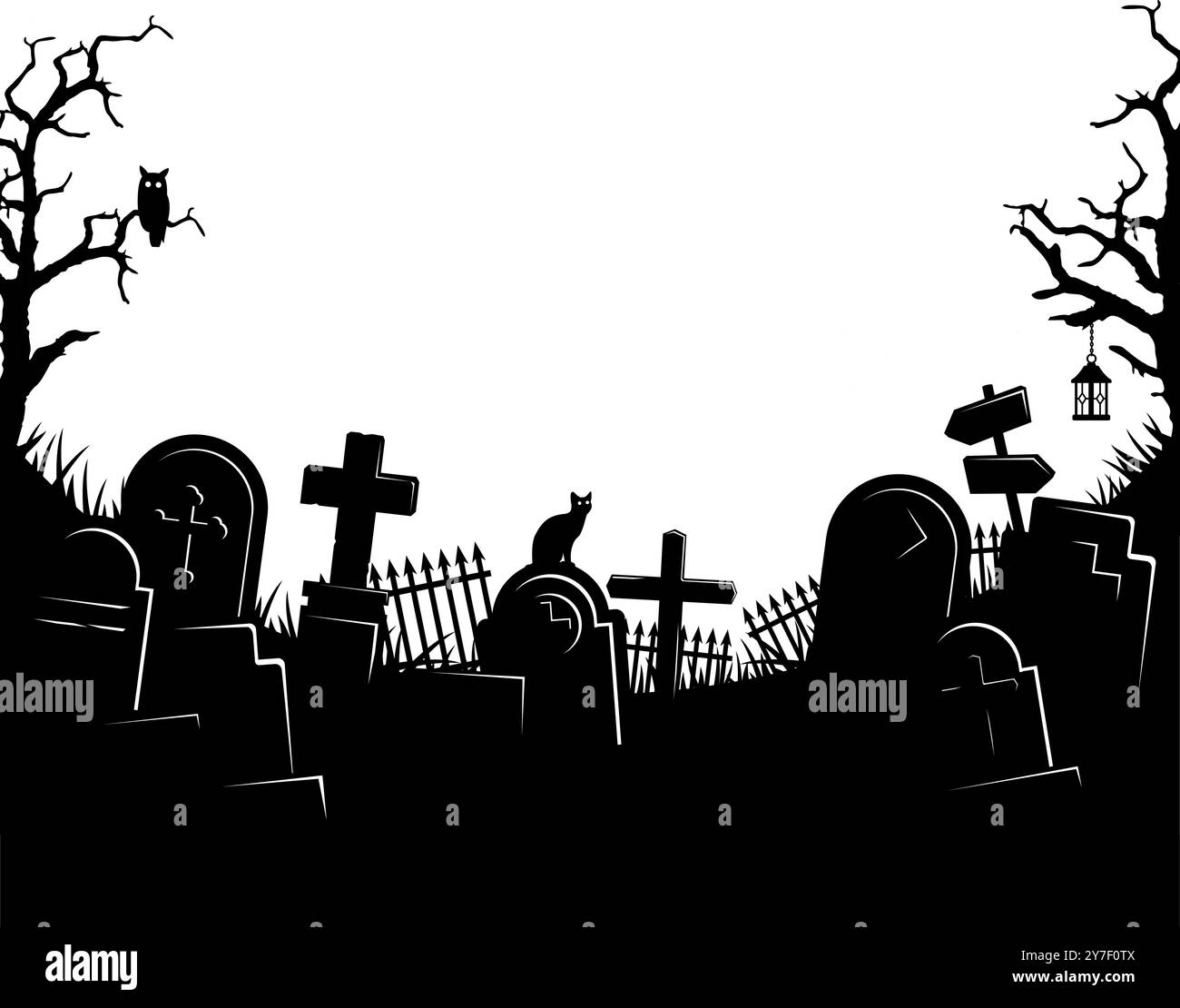 Illustration vectorielle de cimetière de motif d'Halloween Illustration de Vecteur