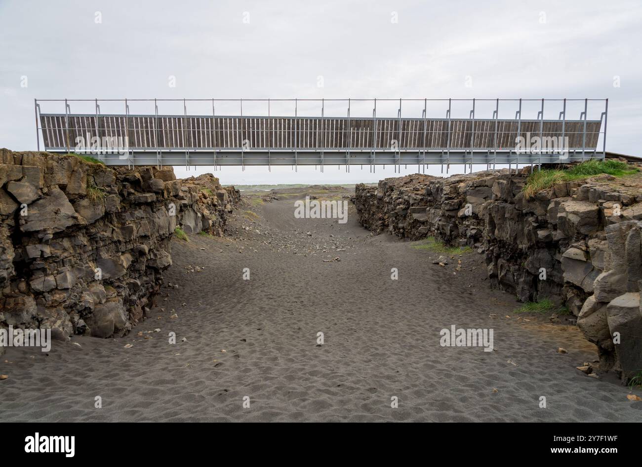 Le pont entre les continents en Islande Banque D'Images