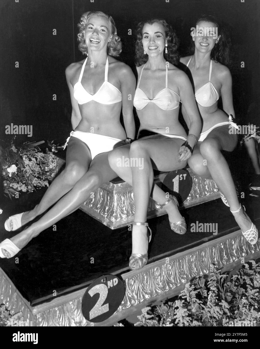 Miss monde, 1951 ans, la suédoise Kerstin Hakansson, Laura Ellison Davies et Doreen Daune de Londres Banque D'Images