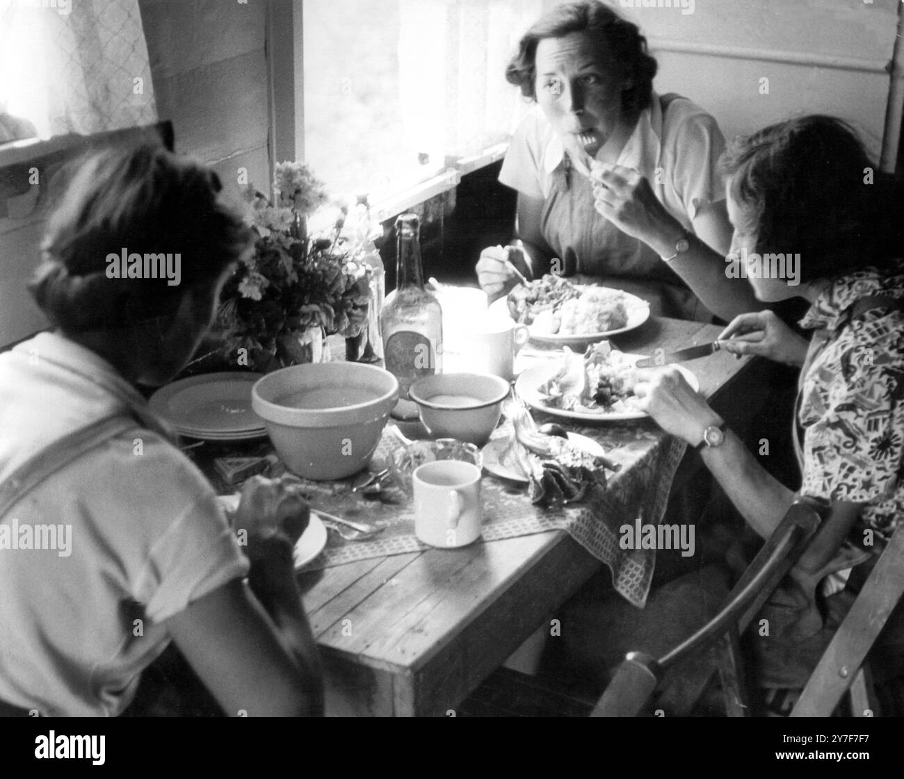 De peur que nous oubliions les Land Girls certains d'entre vous avaient des «fouilles», d'autres auberges - et certains ont même vécu dans des caravanes! 28 novembre 1950 Banque D'Images