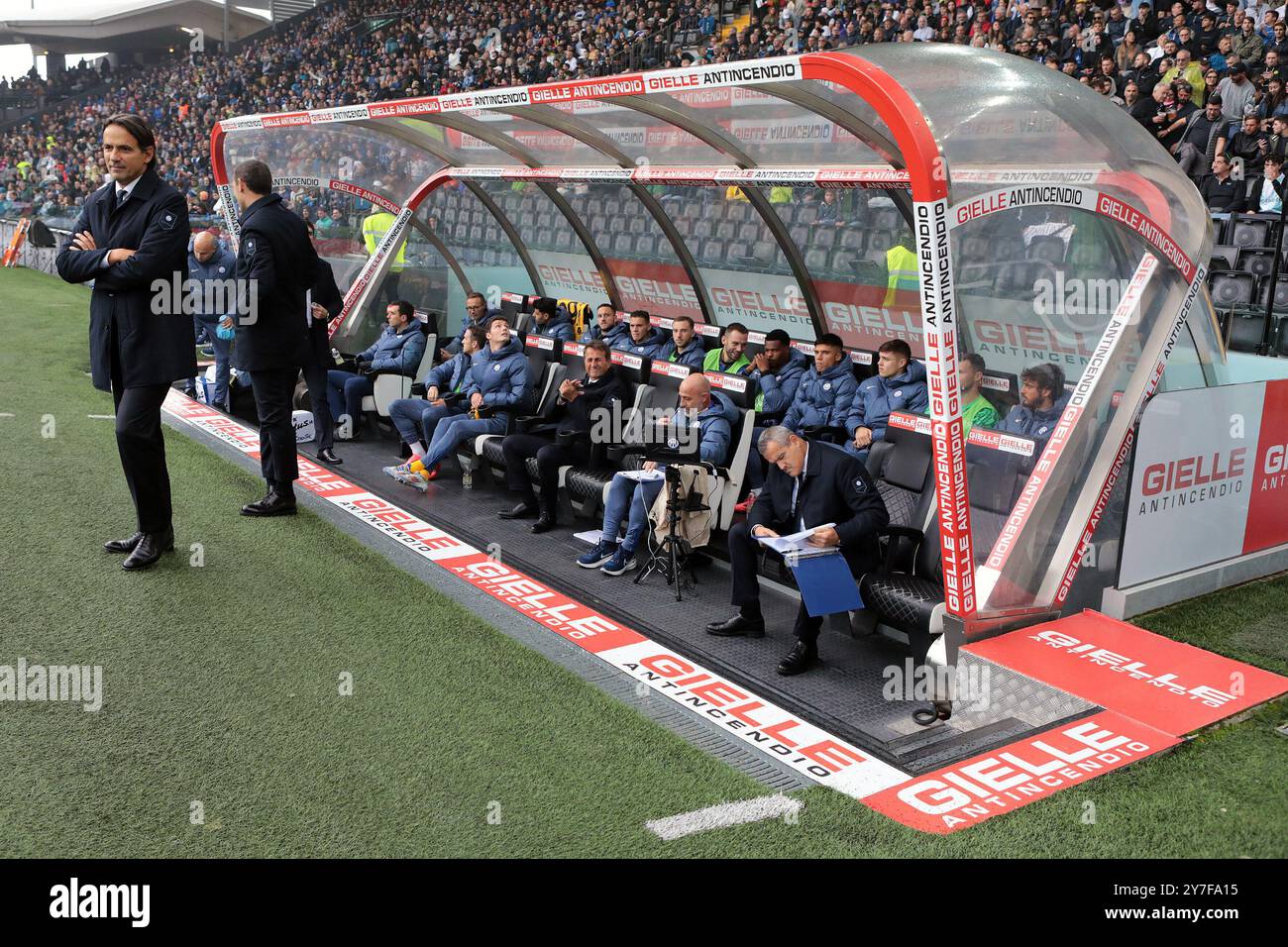 Udine, Italie. 28 septembre 2024. Gielle pendant le match de football Serie A entre Udinese et Inter au stade Bluenergy d'Udine, au nord-est de l'Italie - samedi 28 septembre 2024 sport - football (photo par Andrea Bressanutti/Lapresse) crédit : LaPresse/Alamy Live News Banque D'Images