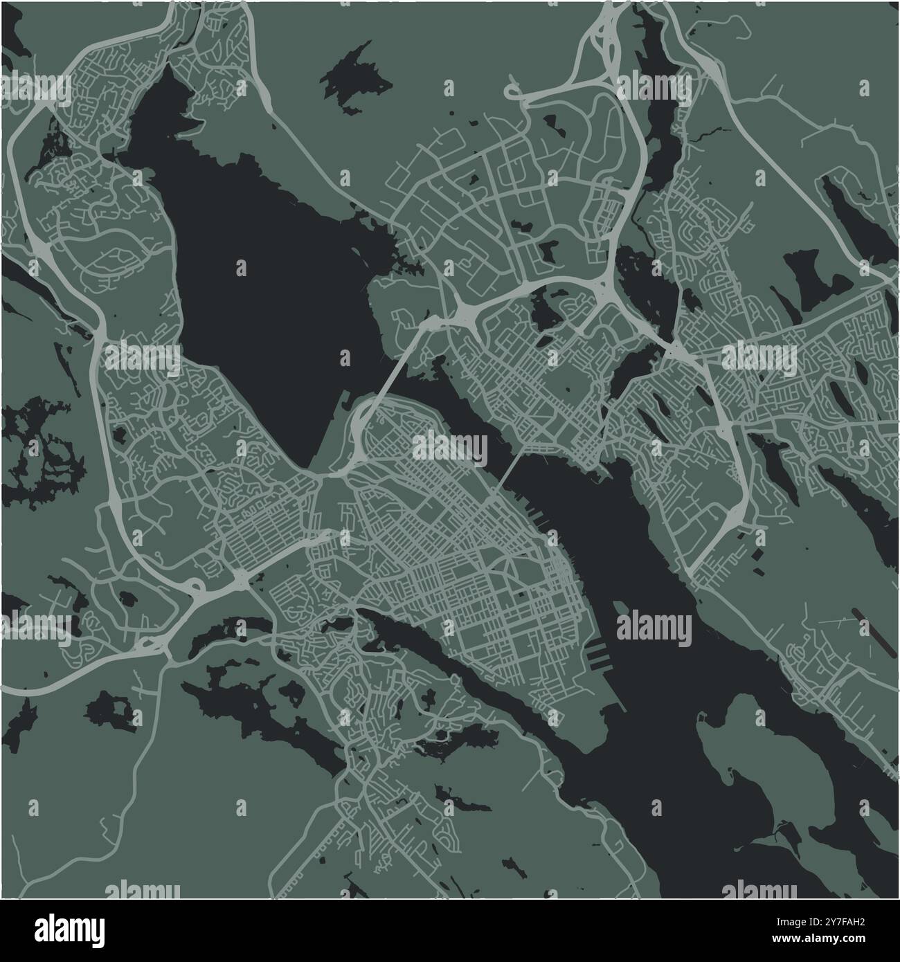 Carte de Halifax au Canada dans un style sombre et lisse. Contient un vecteur en couches avec routes eau, parcs, etc Illustration de Vecteur