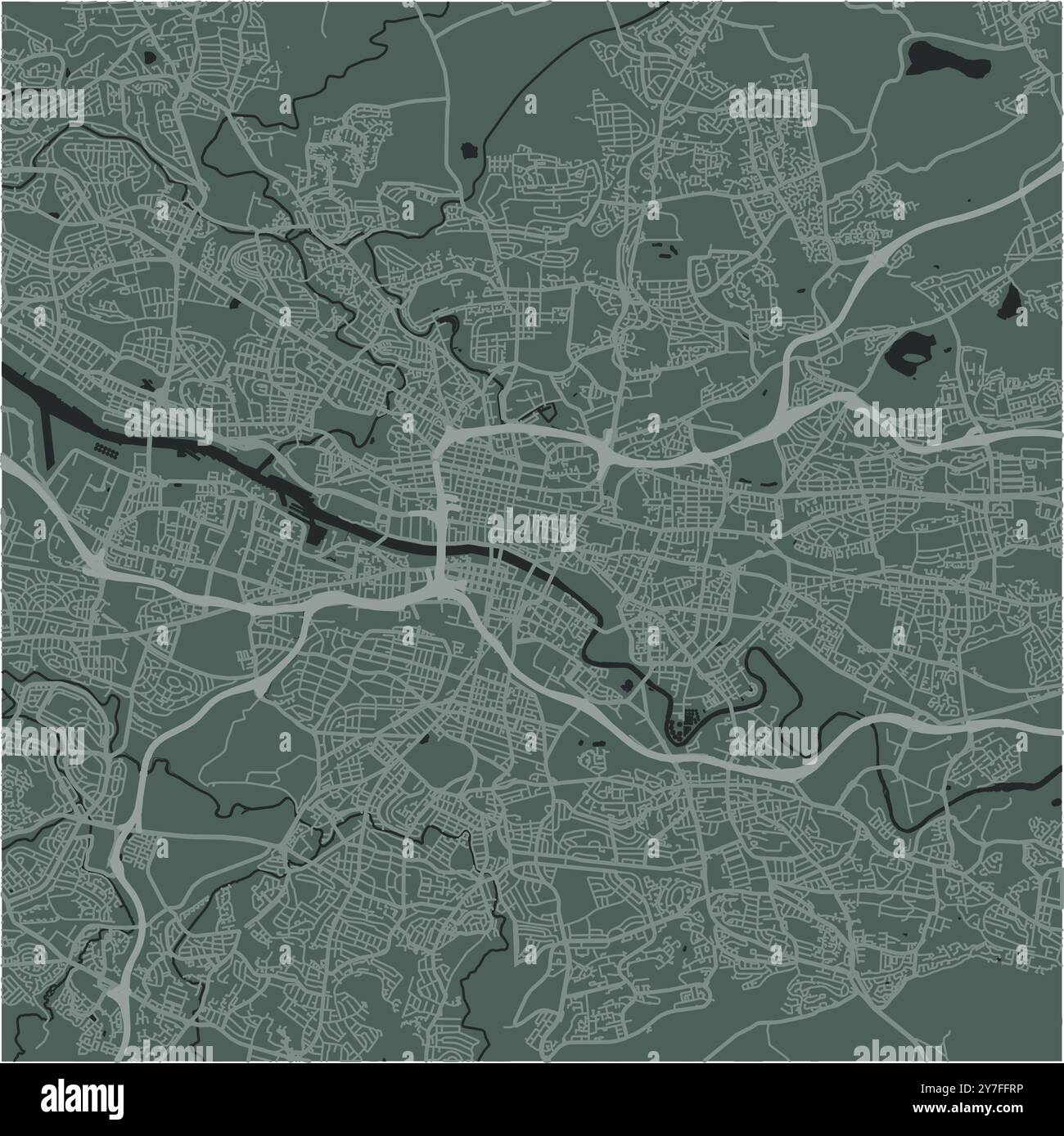 Carte de Glasgow au Royaume-Uni dans un style sombre et lisse. Contient un vecteur en couches avec routes eau, parcs, etc Illustration de Vecteur