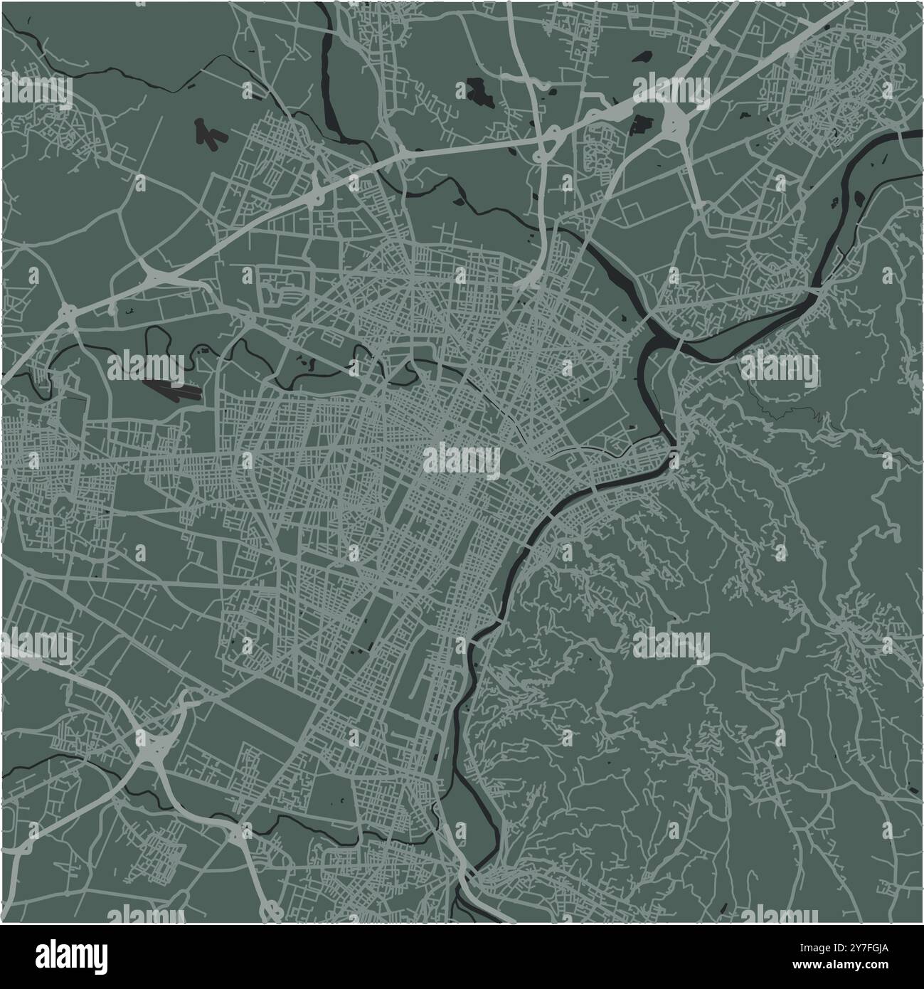 Carte de Turin en Italie dans un style sombre et lisse. Contient un vecteur en couches avec routes eau, parcs, etc Illustration de Vecteur