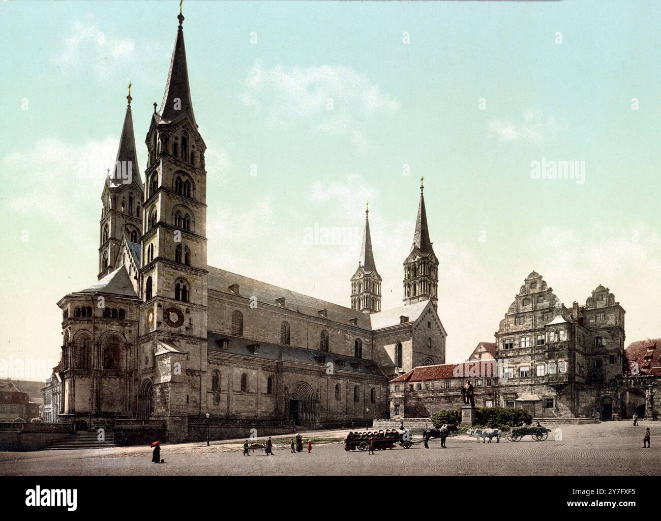 Cathédrale et ancienne cour à Bamberg, haute-Franconie, Bavière, Allemagne, 1890, reproduction historique, restaurée numériquement à partir d'un original du XIXe siècle, date d'enregistrement non indiquée / , Dom und Alte Hofhaltung in Bamberg, Oberfranken, Bayern, Deutschland, Historisch, Digital restaurierte Reproduktion von einer Vorlage aus dem 19. Jahrhundert, date du dossier non précisée Banque D'Images