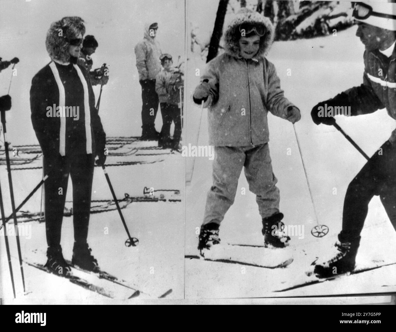 JACQUELIEN JACKIE KENNEDY SKIE AVEC CAROLINE & JOHN CAYBOS À ASPEN, COLORADO / ; 28 DÉCEMBRE 1964 Banque D'Images