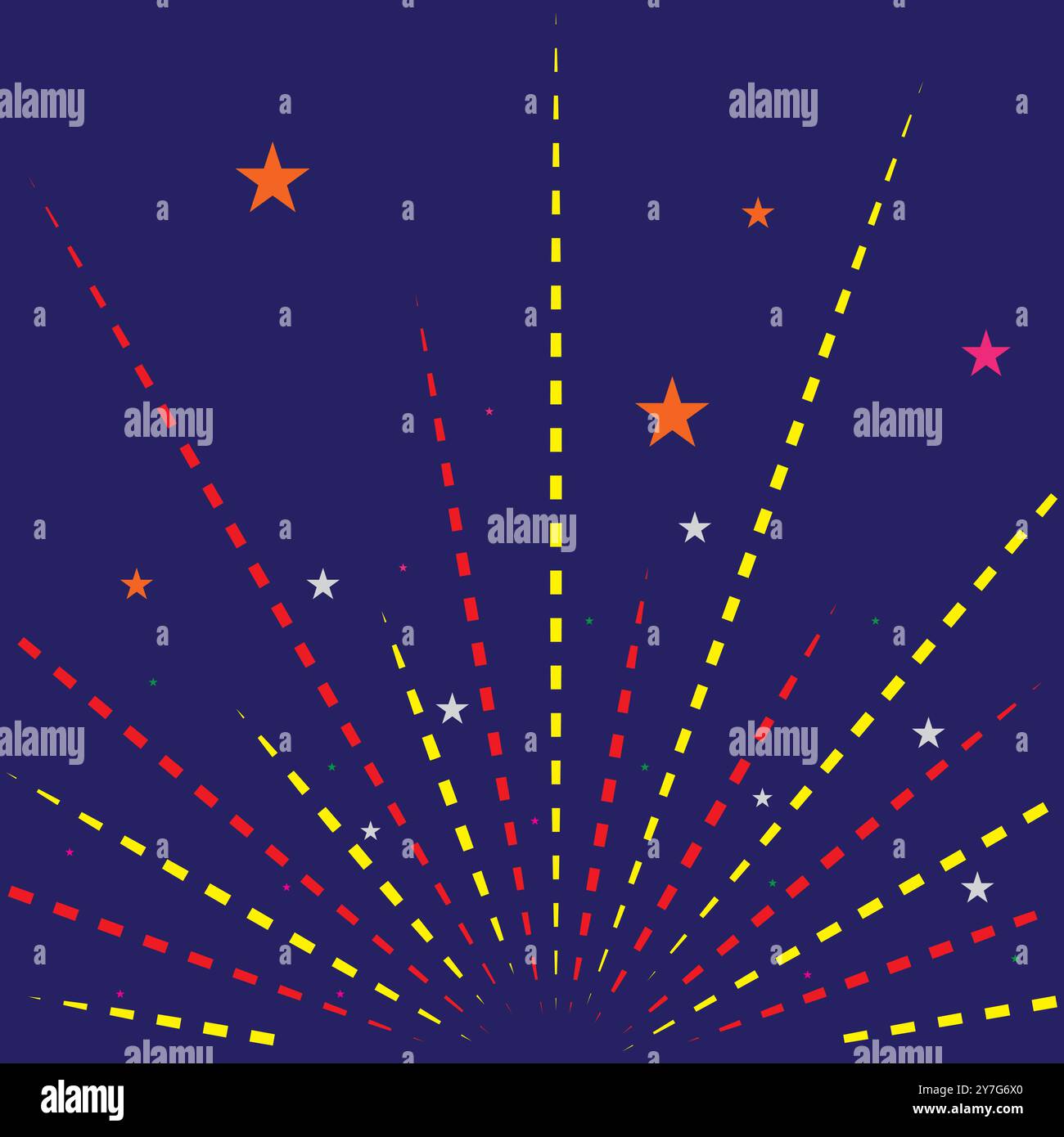 Une danse cosmique d'étoiles colorées et de tirets illuminant le ciel nocturne pour cartes de vœux, affiches et arrière-plans Illustration de Vecteur