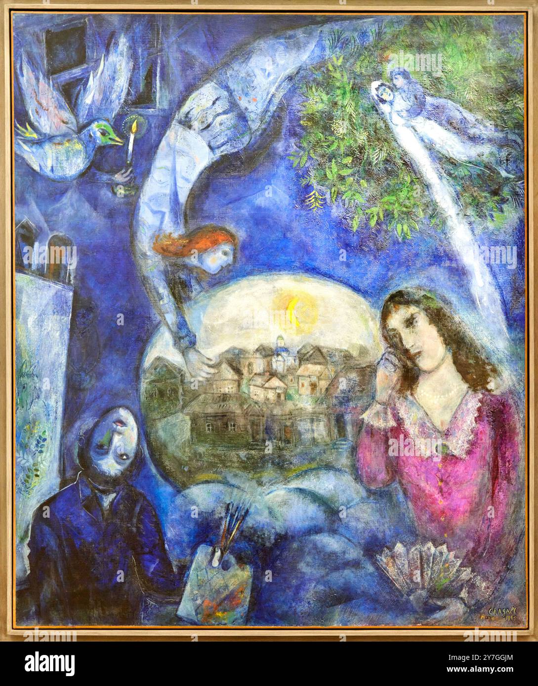 Autour d'elle, 1945, Marc Chagall, 1887, Vitebsk (Biélorussie, alors Empire russe) - 1985, Saint-Paul-de-Vence (France), Centre Pompidou, Musée National d'Art moderne et contemporain, Paris, France. Banque D'Images