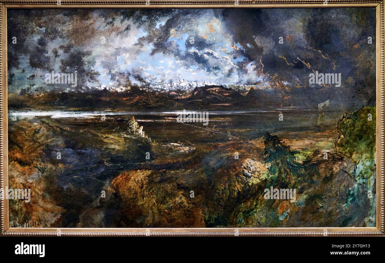 Mont-Blanc vu de la faucille. Effet tempête, 1834, huile sur toile, Théodore Rousseau, (Paris, 1812 - Barbizon, 1867). Banque D'Images