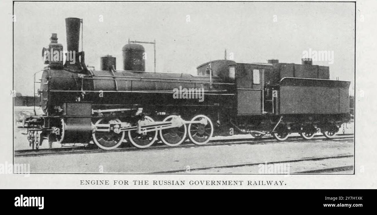 MOTEUR POUR LE CHEMIN DE FER DU GOUVERNEMENT RUSSE TIRÉ DE L'ARTICLE LA LOCOMOTIVE EXPOSITION À L'EXPOSITION DE PARIS. Charles Rous-Marten. Tiré de l'Engineering Magazine consacré au progrès industriel volume XX 1900 - 1901 The Engineering Magazine Co Banque D'Images