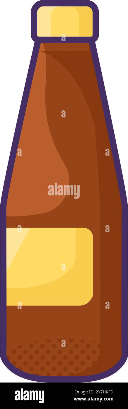 Vector bouteille en verre ambré pour la bière, cidre dans un style de contour. Emballage de l'approvisionnement alimentaire, stockage et symbole de livraison. L'icône est adaptée à Web de Illustration de Vecteur