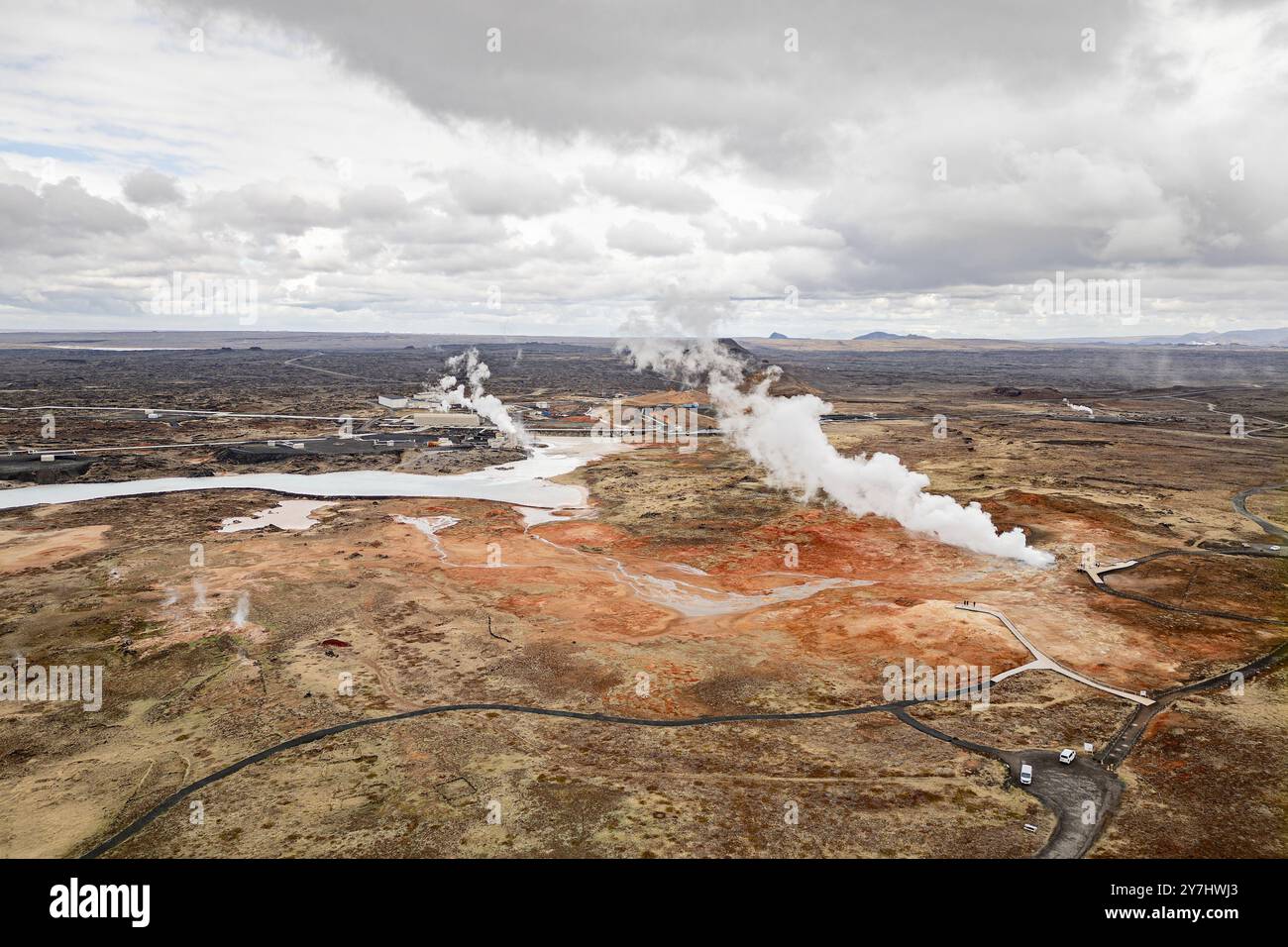 Sources chaudes de Gunnuhver dans le sud de l'Islande Banque D'Images