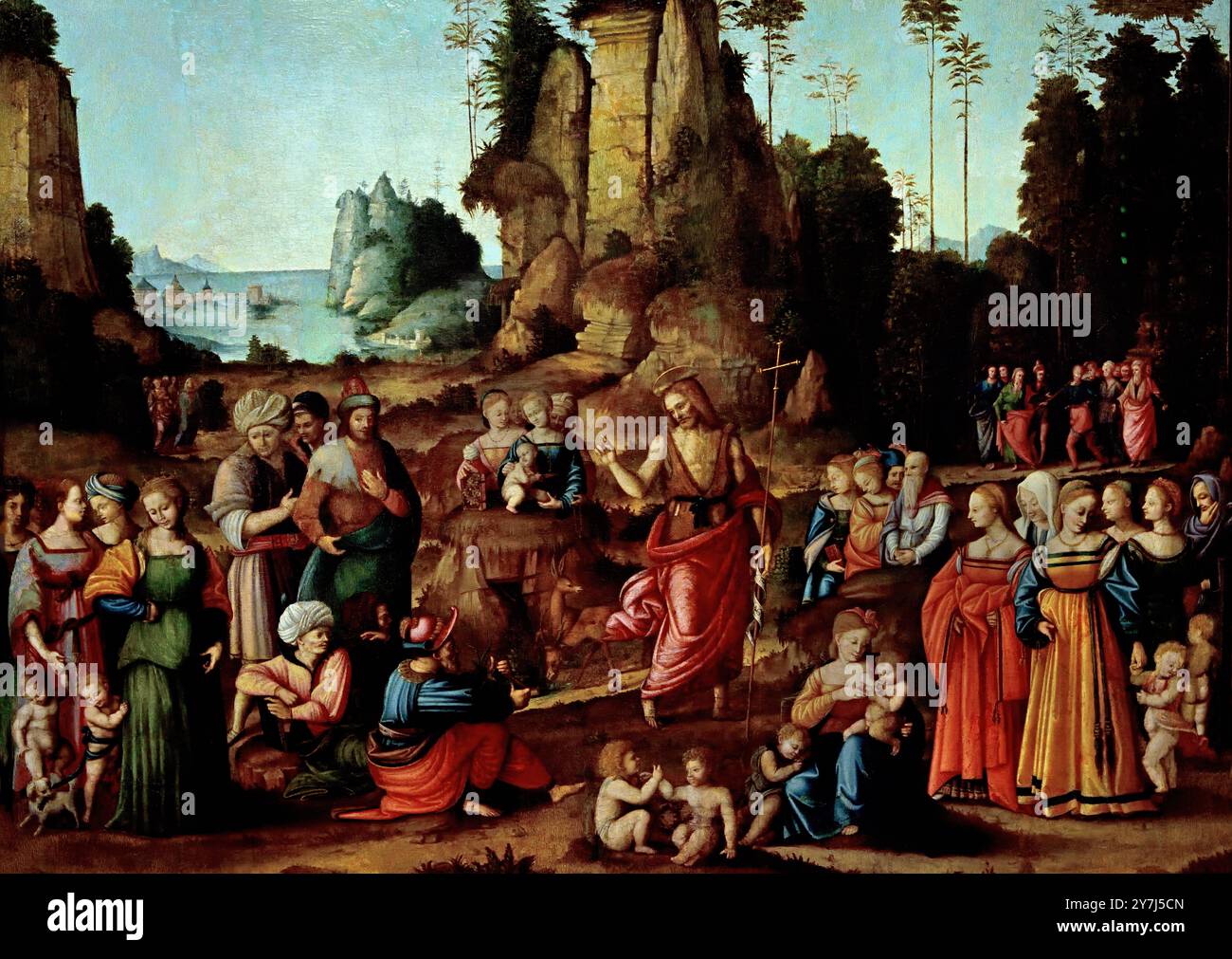 La prédication de Saint Jean Baptiste Bacchiacca (Francesco Ubertini) Florence, 1494 – Florence, 1557 15ème - 16ème siècle, Italie, Italien. Banque D'Images