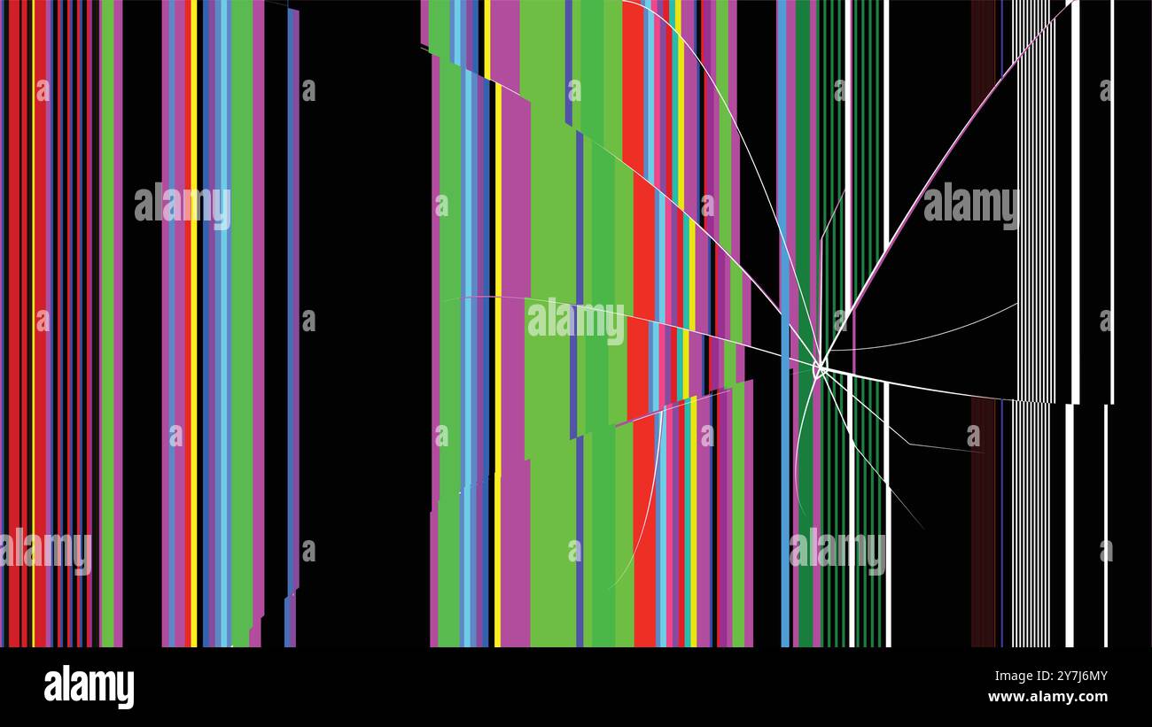 Vecteur d'affichage cassé, écran d'erreur avec des fissures, superposition d'écran endommagé, écran d'erreur fissuré, pépin sur l'écran endommagé, bruit de Glitch Illustration de Vecteur
