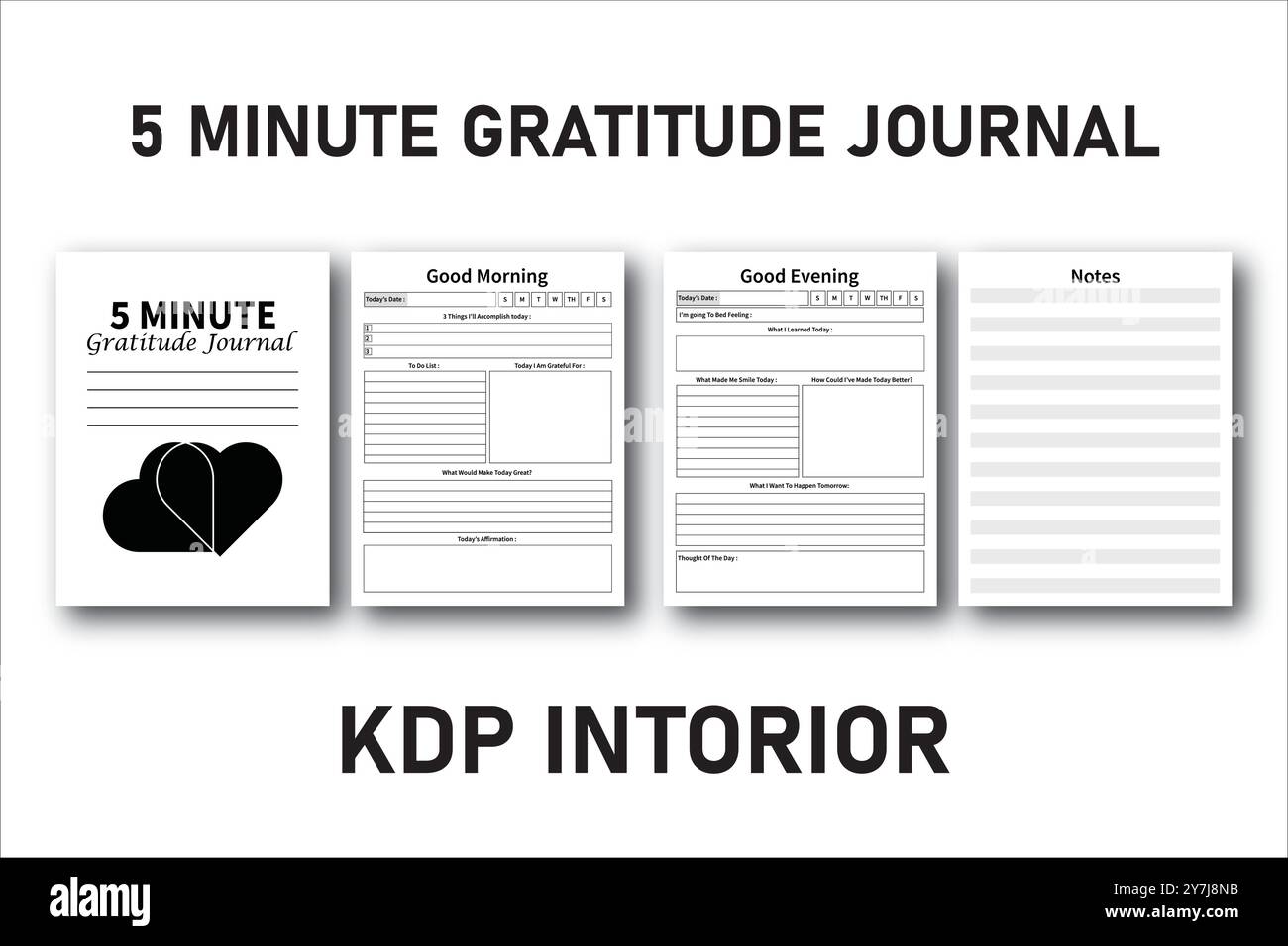 5 minutes gratitude Journal KDP Interior Illustration de Vecteur
