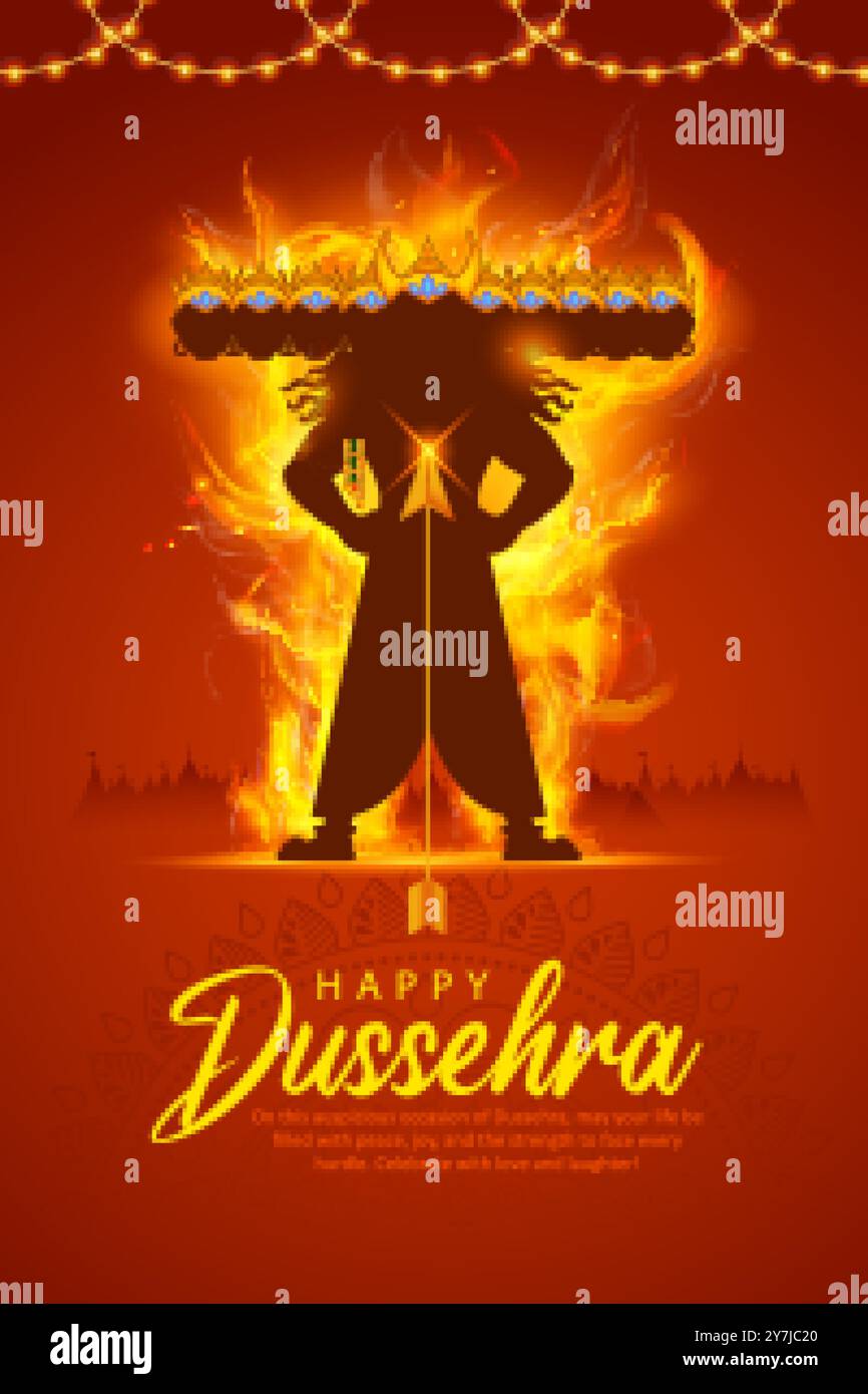 Illustration de Ravana avec dix têtes pour le festival Navratri de Poster Inde pour Dussehra Illustration de Vecteur