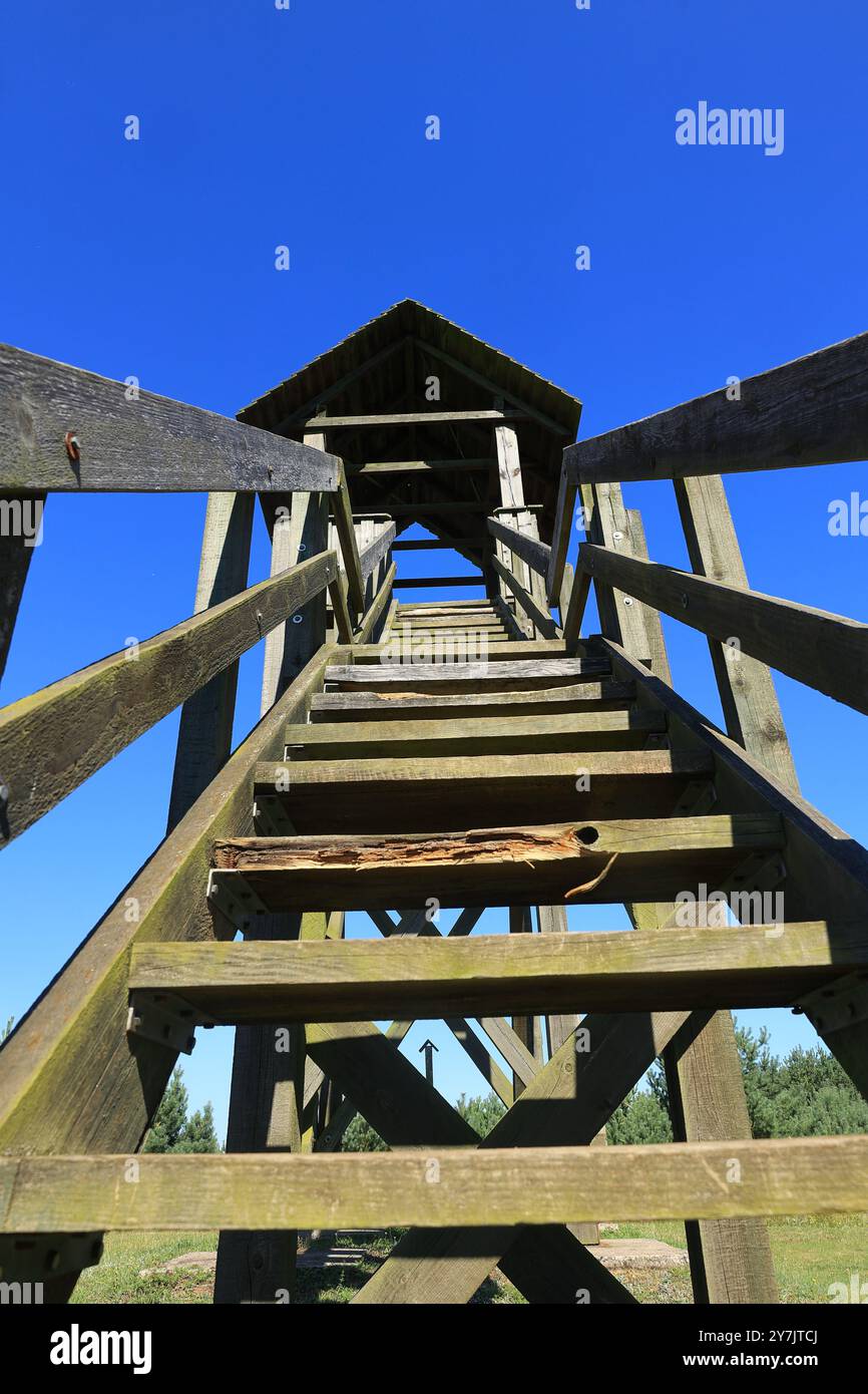Vue à travers un escalier en bois de bas en haut Banque D'Images