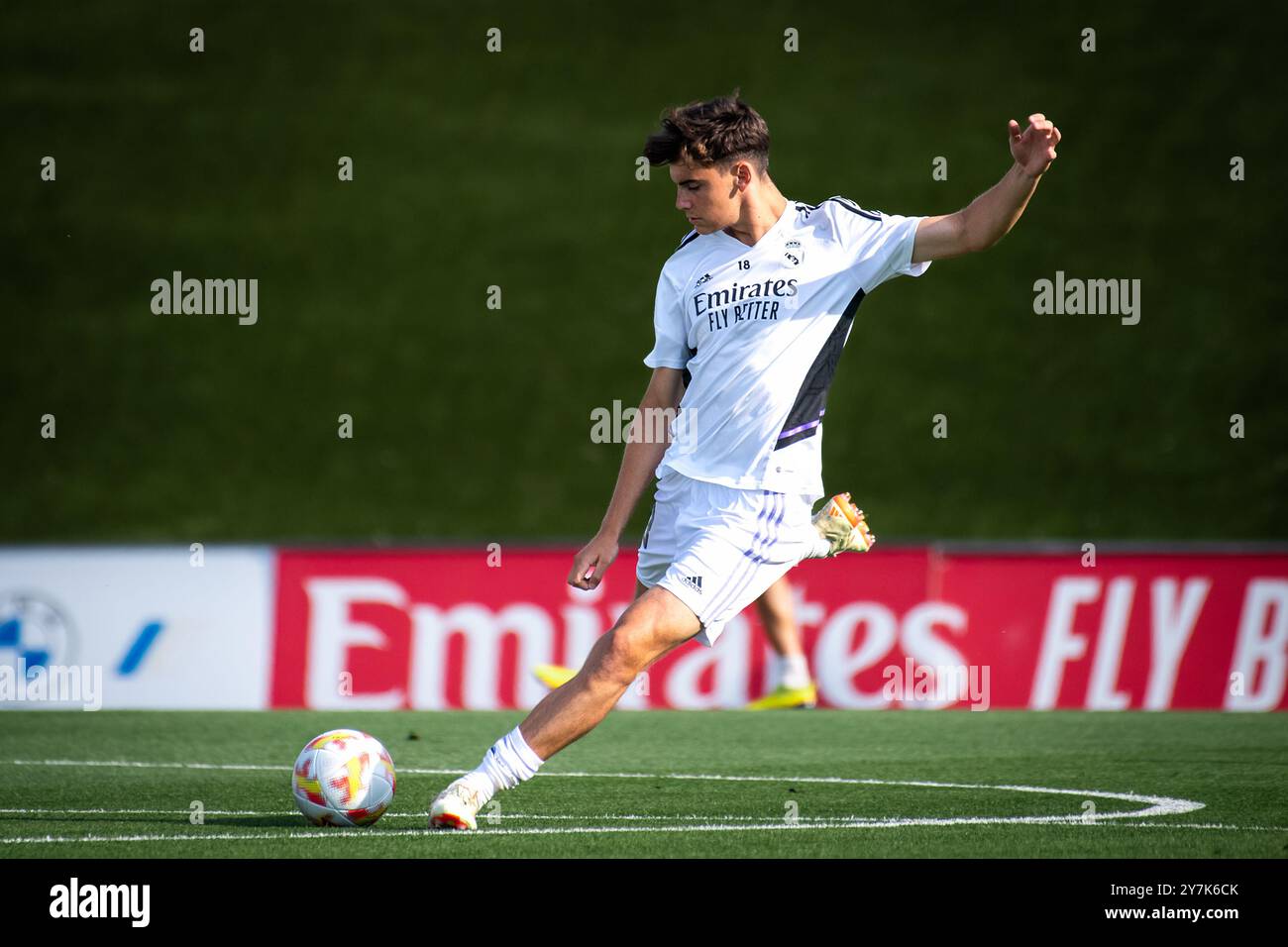 Madrid, Espagne. 17 juin 2023. 1 Ligue RFEF. Real Madrid Castilla contre Eldense. Stade Alfredo di Stefano. Javi Villar Banque D'Images