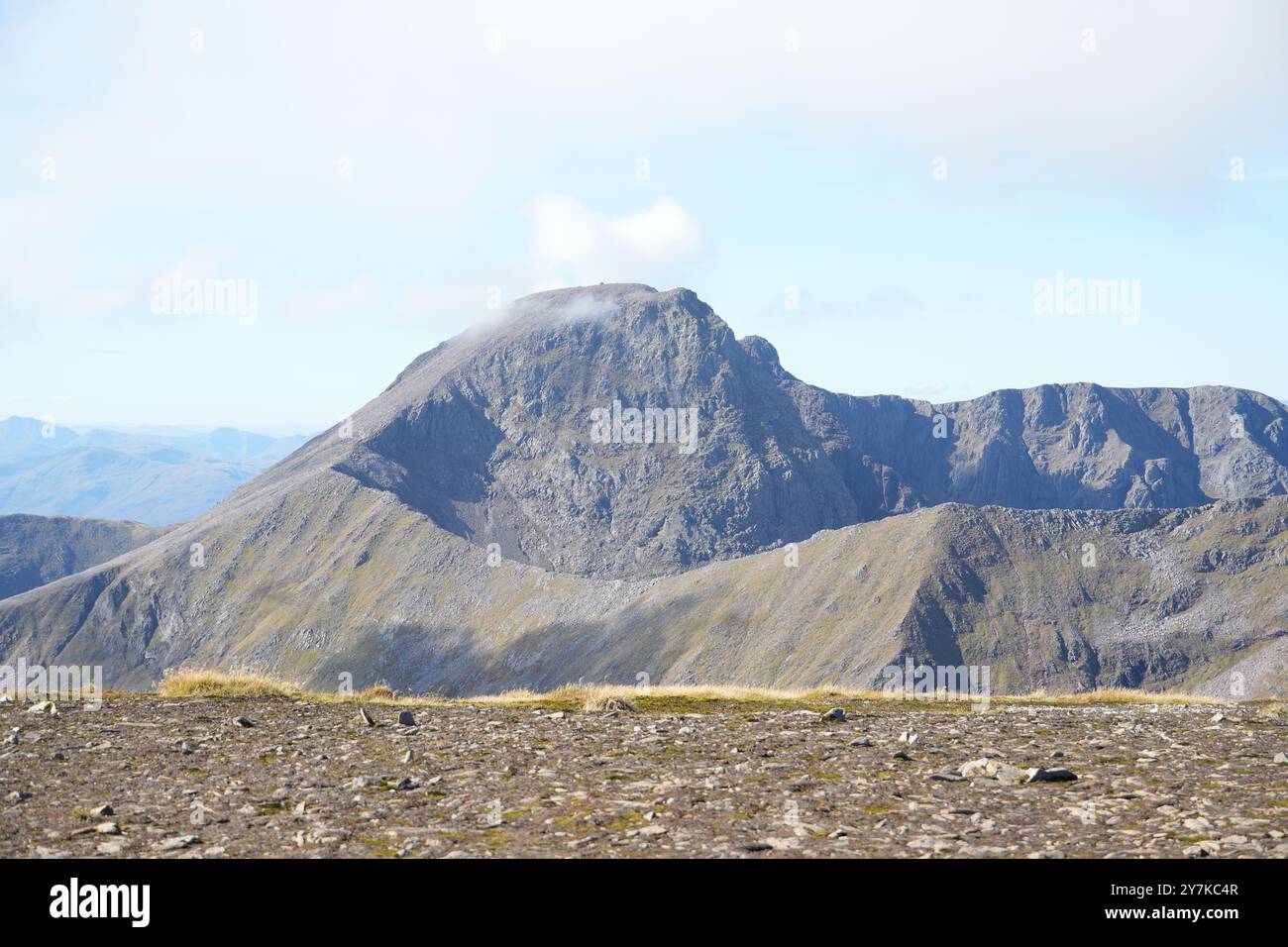 Ben Nevis et le Carn Mor Dearg Arete vu d'Anoch Mor, Highlands écossais, Royaume-Uni Banque D'Images