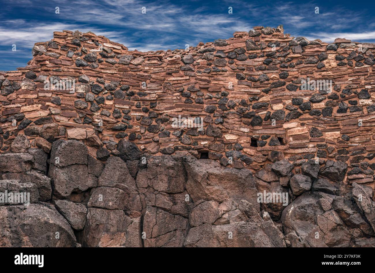 La maçonnerie à l'aide de scories et fantastique, la citadelle de grès 1100 AD, Wupatki National Monument, Arizona Banque D'Images