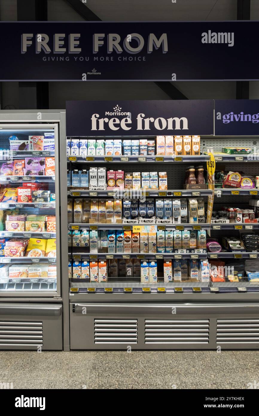 Gratuit de la gamme de produits de supermarché pour ceux qui ont des allergies alimentaires, Royaume-Uni. Banque D'Images