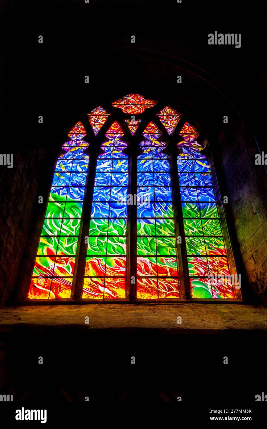 Vitrail moderne, cathédrale de Durham Banque D'Images