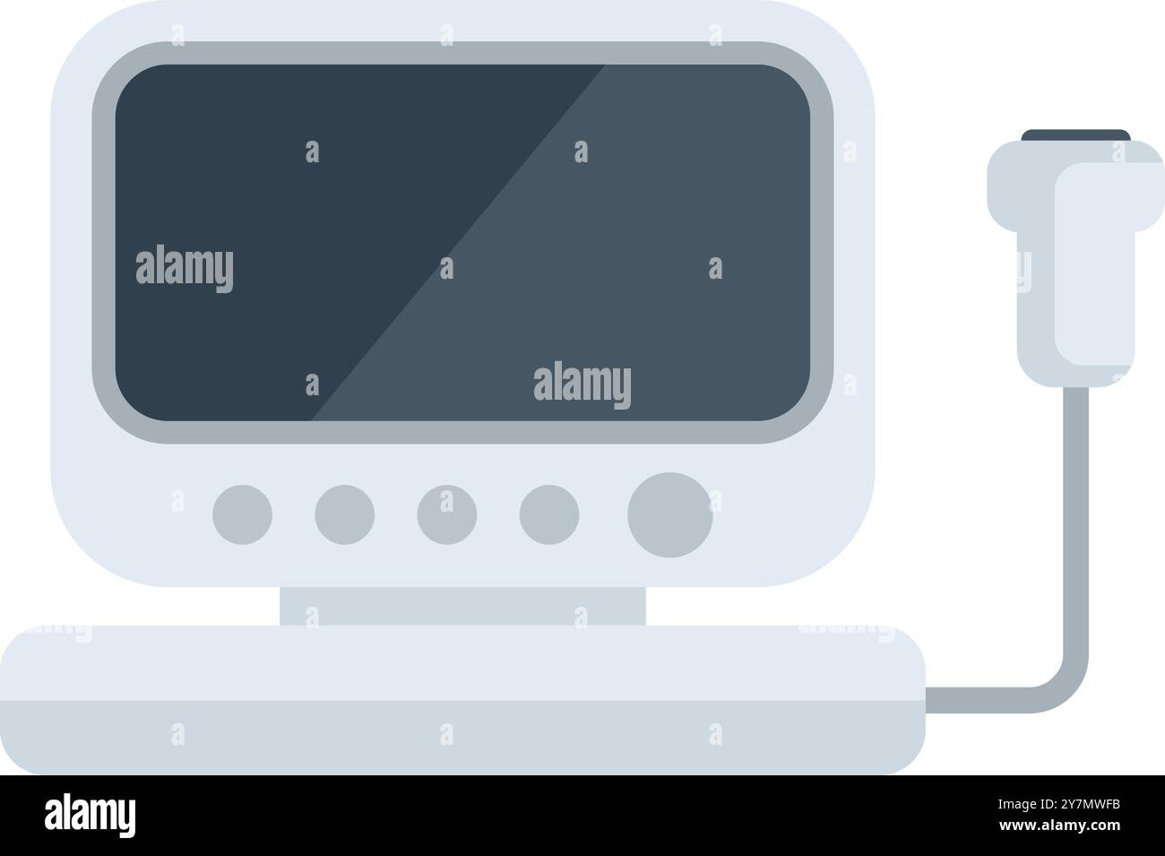Machine à ultrasons moderne affichant une image, représentant son utilisation dans le diagnostic médical et les soins de santé Illustration de Vecteur
