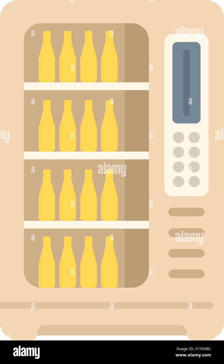 Distributeur automatique distribuant des boissons, montrant des bouteilles en verre sur les étagères derrière la vitre Illustration de Vecteur Distributeur automatique distribuant des boissons, montrant des bouteilles en verre sur les étagères derrière la vitre Illustration de Vecteur