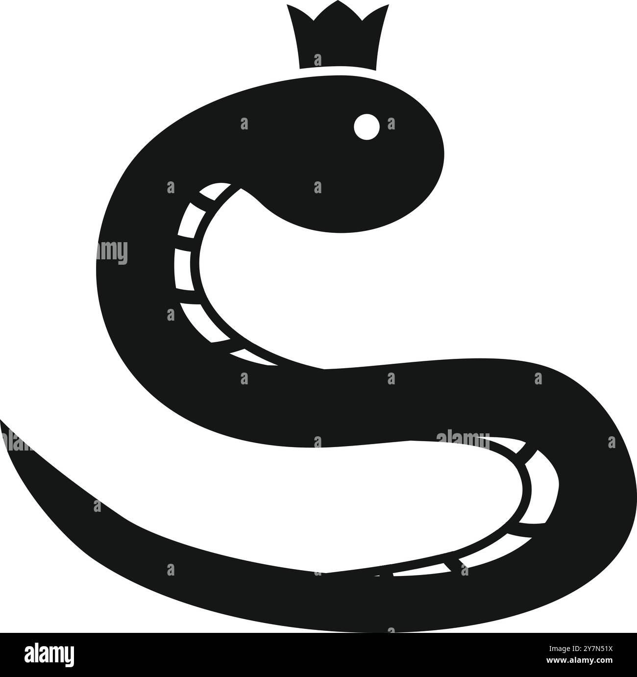 Simple icône de silhouette noire d'un serpent cobra roi portant une couronne Illustration de Vecteur