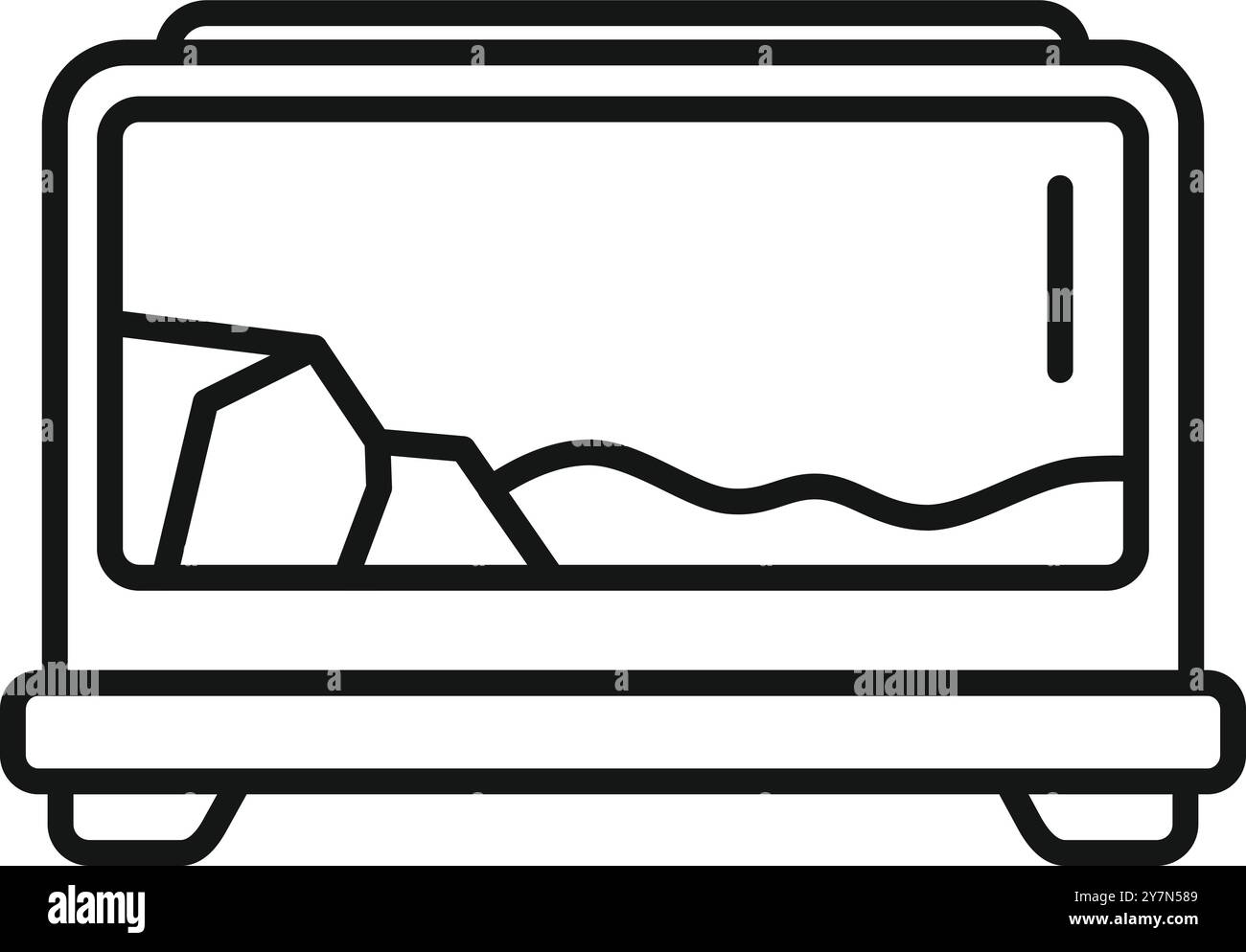 Icône de ligne d'un terrarium pour reptiles avec de l'eau et des rochers, parfait pour les sites Web et les applications Illustration de Vecteur