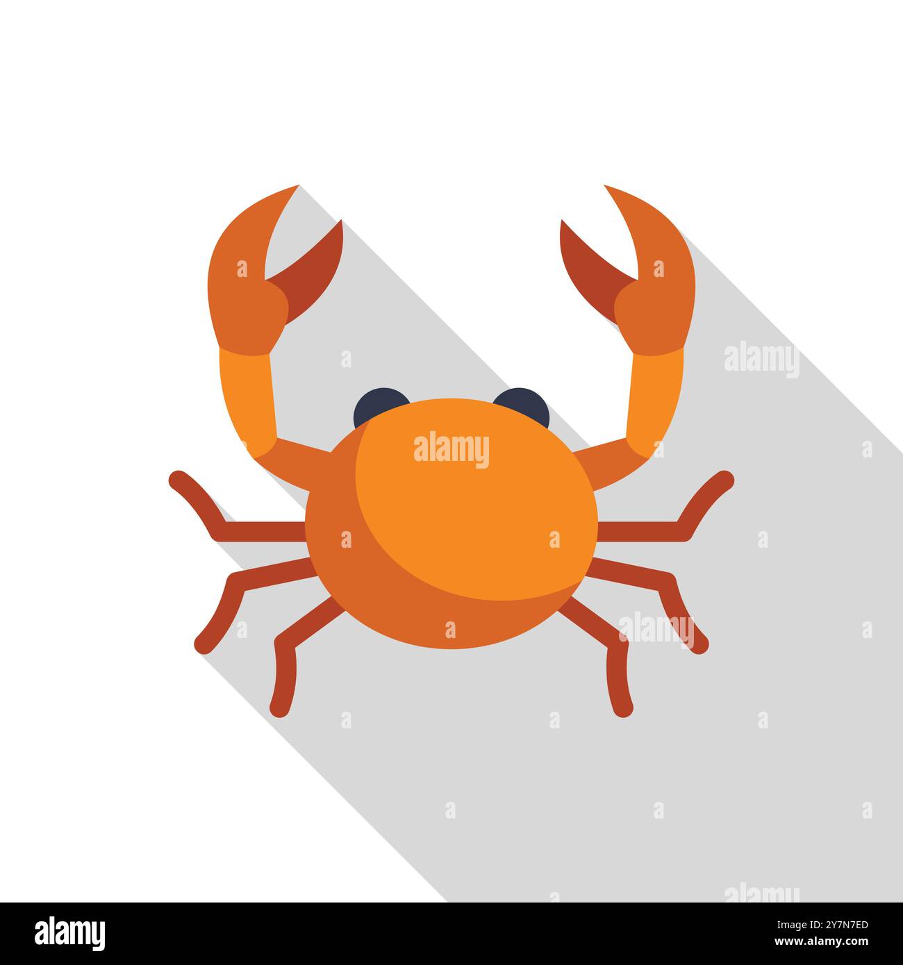 Le crabe de dessin animé avec de grandes griffes relevées montre un mouvement de marche avec ses huit pattes Illustration de Vecteur