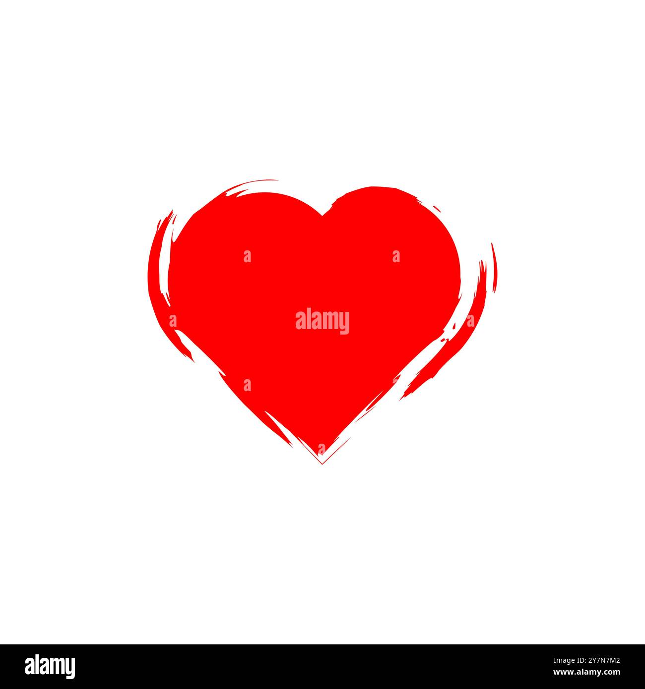 Illustration vectorielle d'icône de coeur rouge grunge. Coeur de coup de pinceau isolé sur fond de couleur blanche Illustration de Vecteur