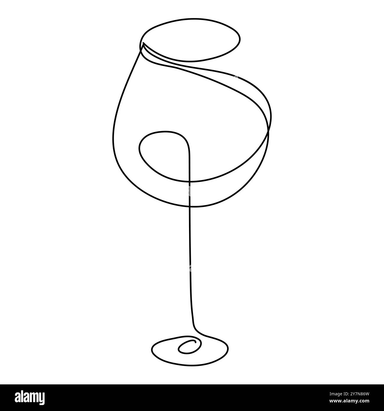 Dessin continu d'une bouteille de vin et d'un verre. Dessiné à la main une image de ligne d'une silhouette. Ligne minimaliste Coupe de champagne en hu Illustration de Vecteur