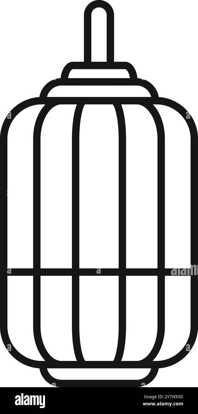 Simple art de ligne de cage d'oiseau évoquant des thèmes de liberté, de captivité, et le désir de se libérer Illustration de Vecteur