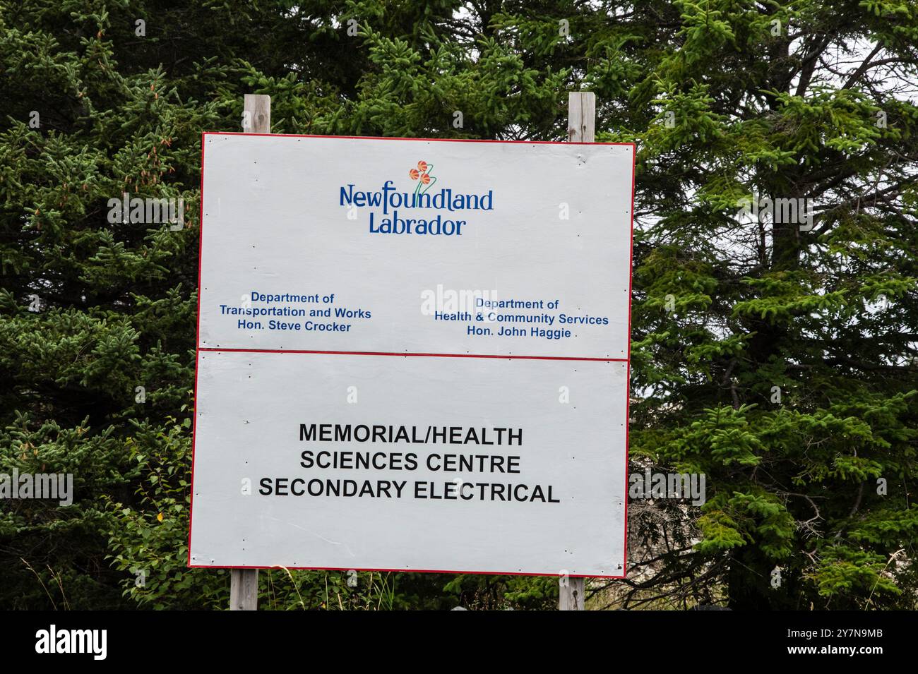 Panneau du centre des sciences de la santé à l'Université Memorial sur le mont. Scio Road in compris John's, Terre-Neuve-et-Labrador, Canada Banque D'Images