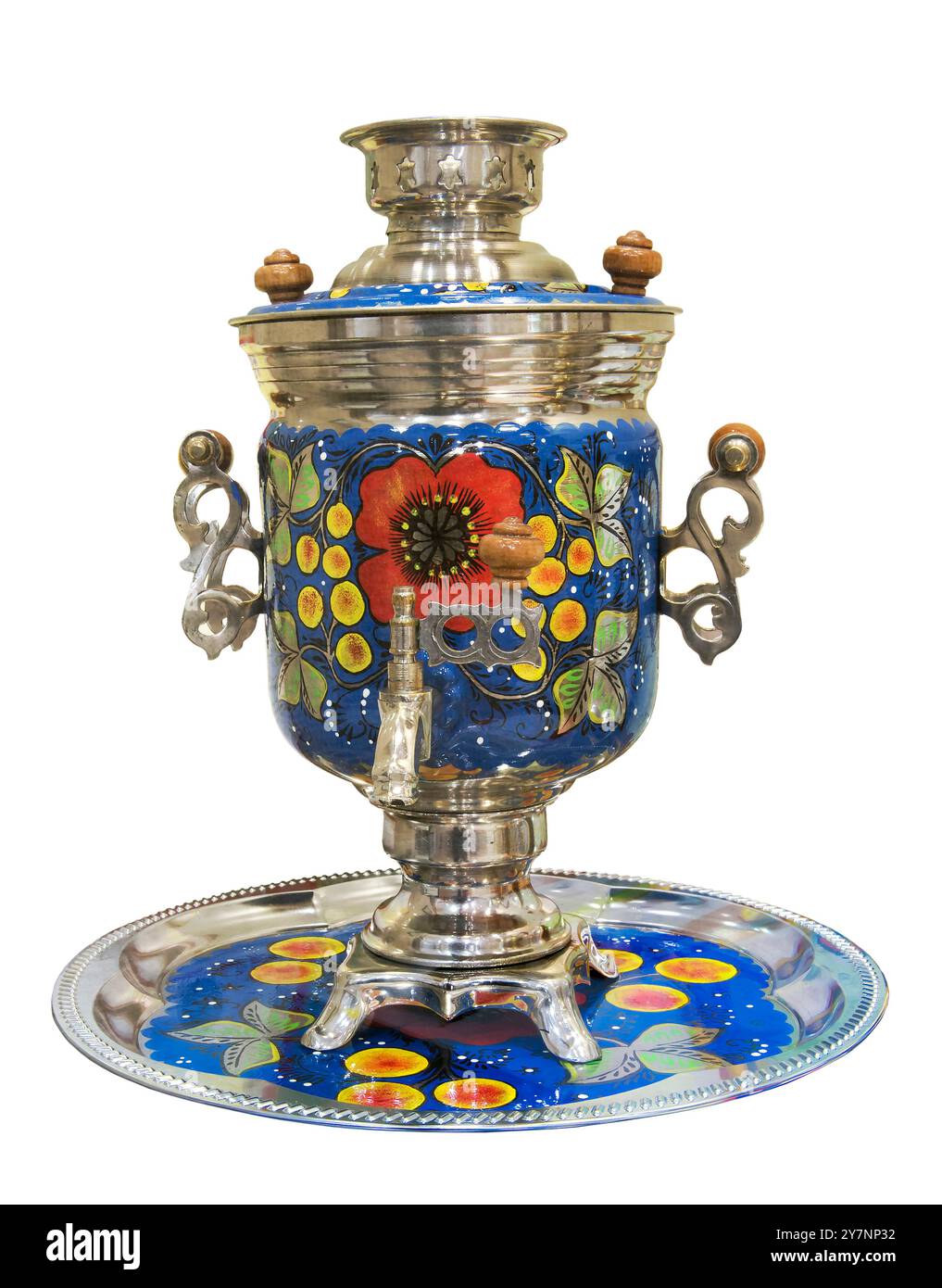 Samovar - une machine pour préparer de l'eau chaude. Est isolé sur le blanc Banque D'Images