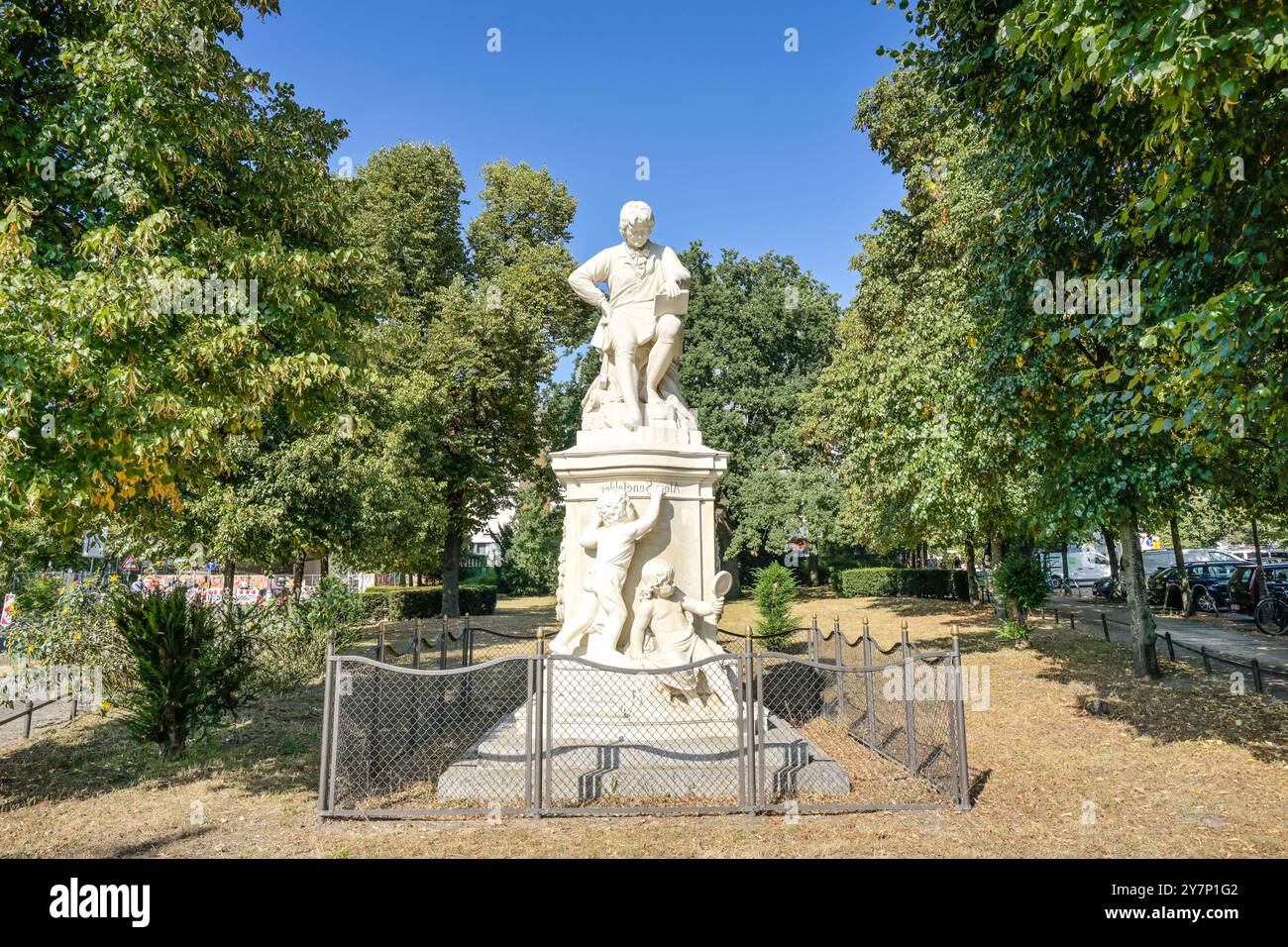 Monument à Alois Senefelder, Senefelder Platz, Prenzlauer Berg, Pankow, Berlin, Allemagne, Denkmal Alois Senefelder, Deutschland Banque D'Images