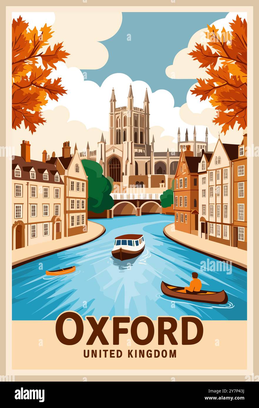 Oxford, Royaume-Uni vecteur d'art d'affiche de voyage Illustration de Vecteur
