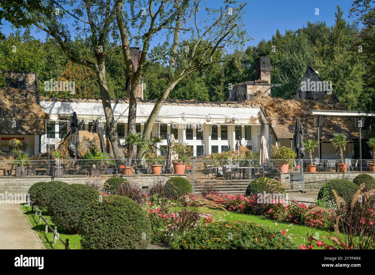 Ruine, maison de thé brûlée, jardin anglais, parc, Grosser Tiergarten, Tiergarten, Mitte, Berlin, Allemagne, ruine, ausgebranntes Teehaus, Englischer Garte Banque D'Images