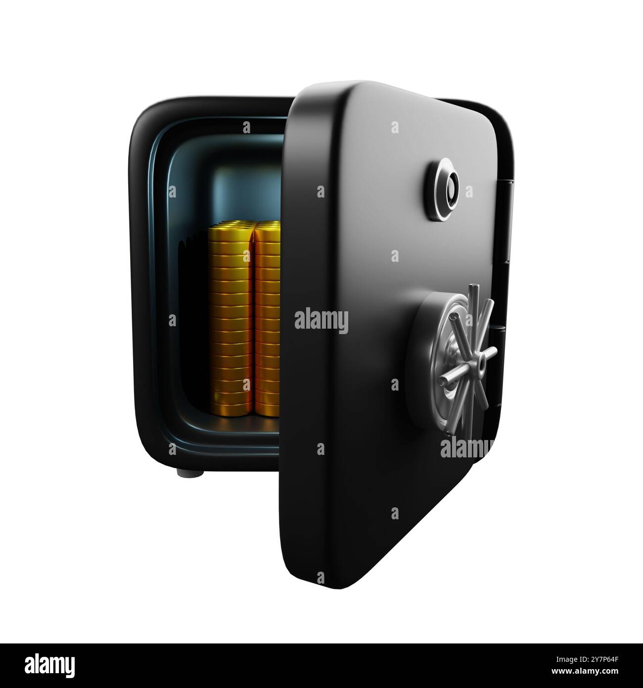 Réaliste 3D Safe. Investissement sûr. Isolé sur blanc. Coffre-fort bancaire, dépôt, coffre-fort. Épargne, argent accumulé. Banque D'Images