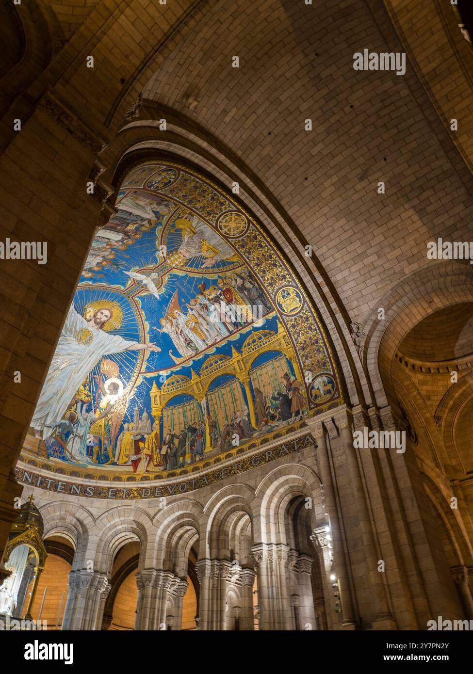 Mosaïque du triomphe du Sacré-cœur de Jésus, Sacré-cœur, Montmartre, Paris, France, Europe, UE. Banque D'Images