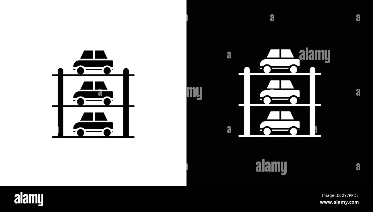 Icône de stationnement à plusieurs étages ensemble de contours d'art d'illustration vectorielle de ligne mince plate Illustration de Vecteur