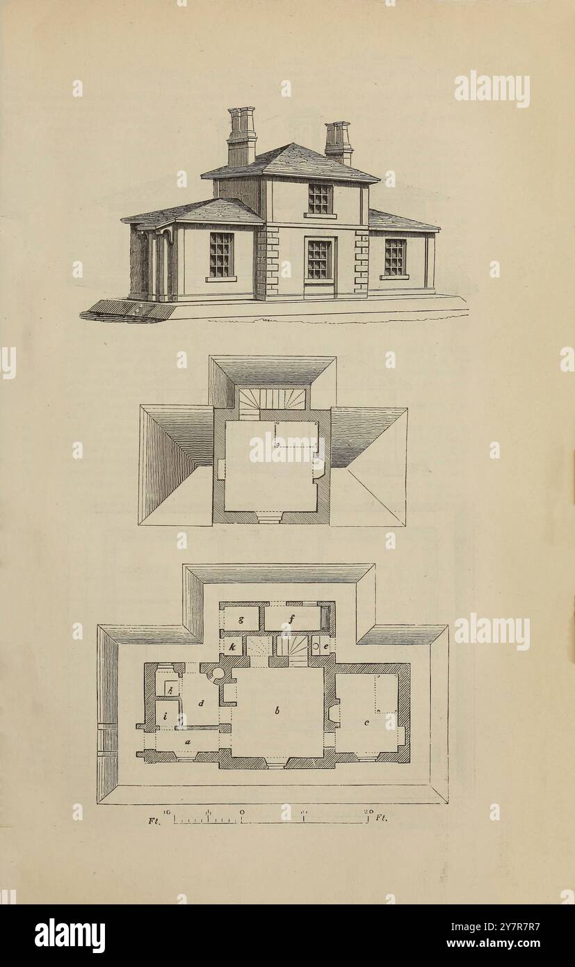 maisons de campagne du xixe siècle de différents styles, pour les ouvriers et les agriculteurs. Londres. 1842 Un logement de trois chambres, avec d'autres commodités Banque D'Images