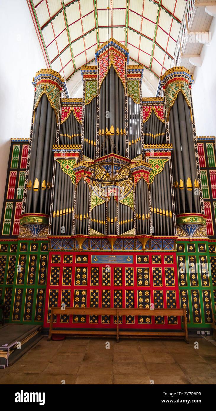 Orgue décoratif, Great Yarmouth Minster, la plus grande église paroissiale d'Angleterre. Reconstruit après les bombardements incendiaires par les Allemands pendant la seconde Guerre mondiale. Norfolk, Englan Banque D'Images