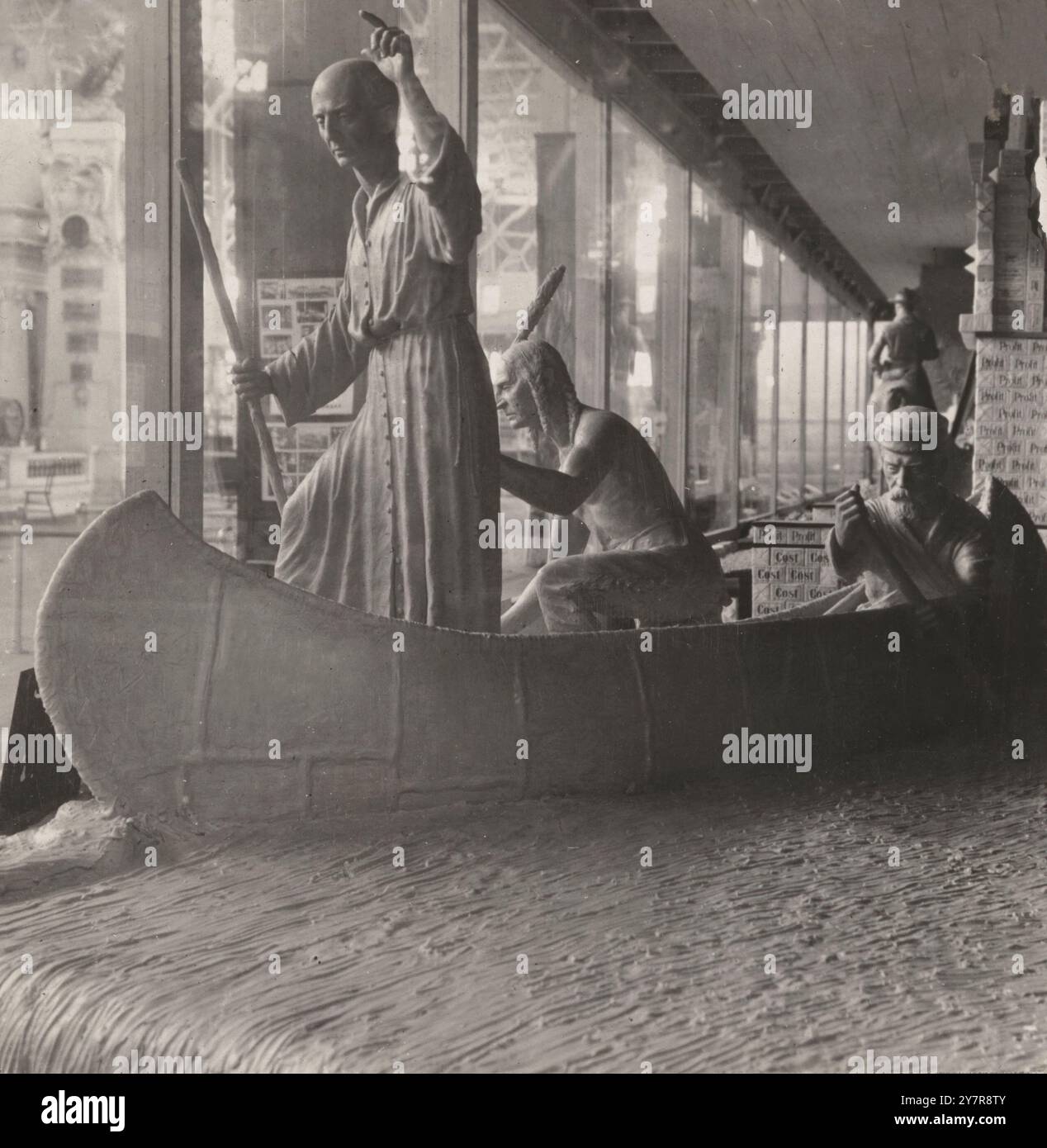 Photo vintage du Père Hennepi découvrant le Mississippi - exposition unique de beurre du Minnesota, World's Fair, présenté Louis, U. S. A. Banque D'Images