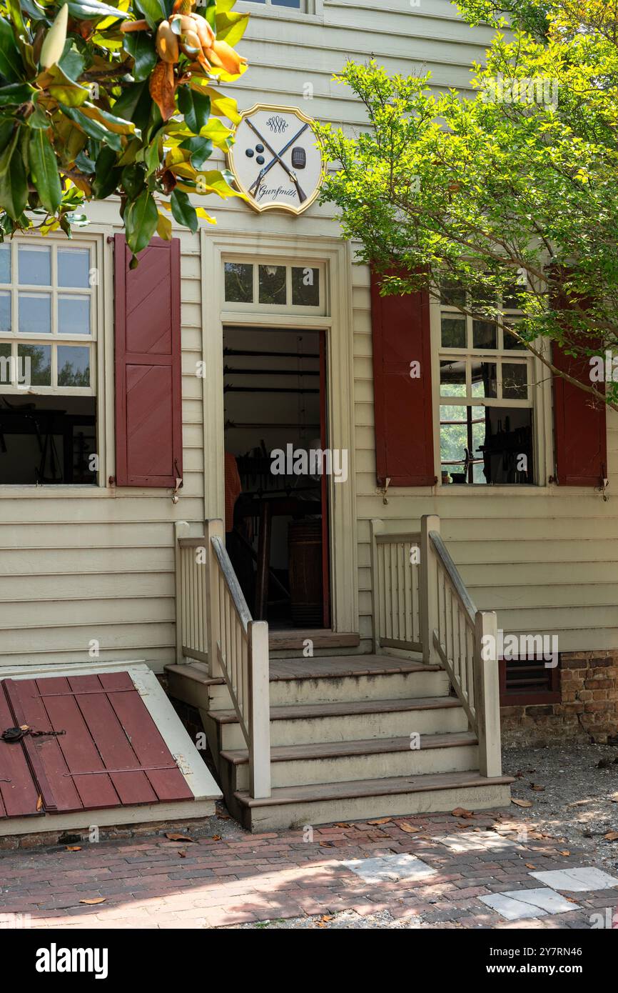 Atelier d'armurerie colonial Williamsburg Banque D'Images