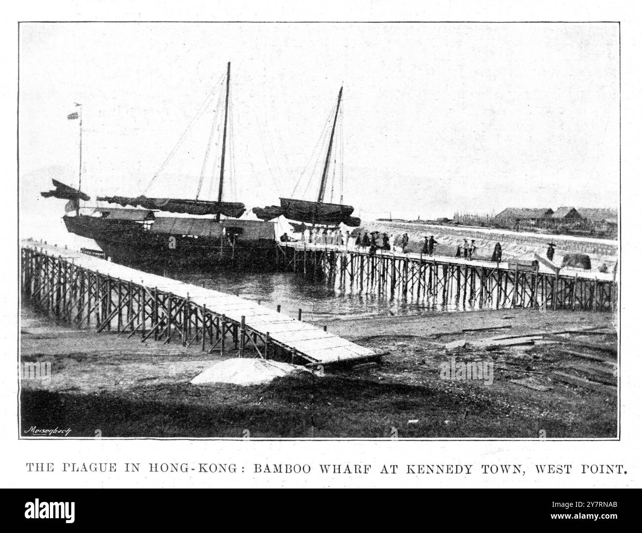 PESTE AU quai DE HONG KONGBamboo à Kennedy Town, West point, Hong Kong 1894 Banque D'Images