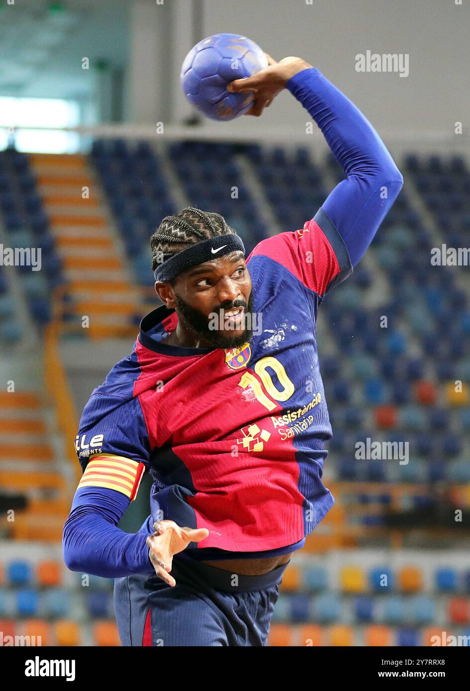 Neu Kairo, Egypte. 1er octobre 2024. Handball, Super Globe IHF, finale, demi-finale, FC Barcelona - Telekom Veszprem. Le Dika Mem de Barcelone en action. Crédit : Khaled Elfiqi/dpa/Alamy Live News Banque D'Images