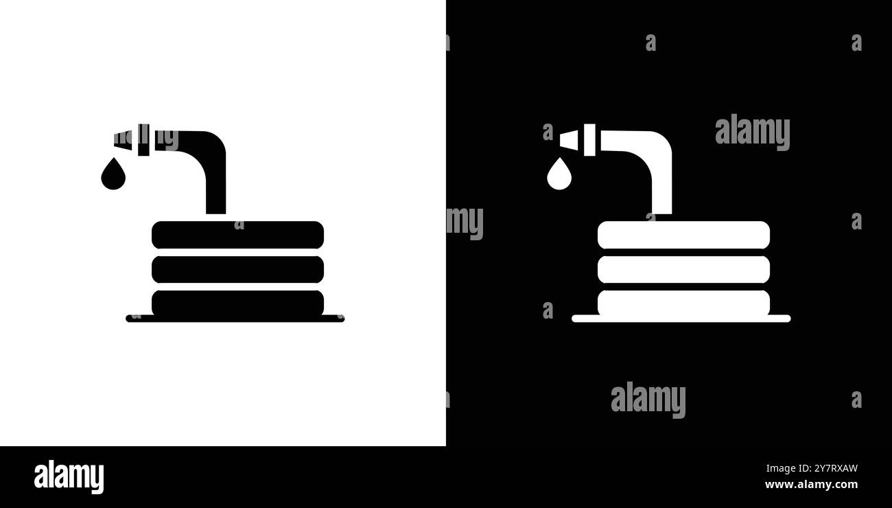 marque de logo de ligne vectorielle d'icône de tuyau d'arrosage ou style de contour de collection de jeu de symboles Illustration de Vecteur