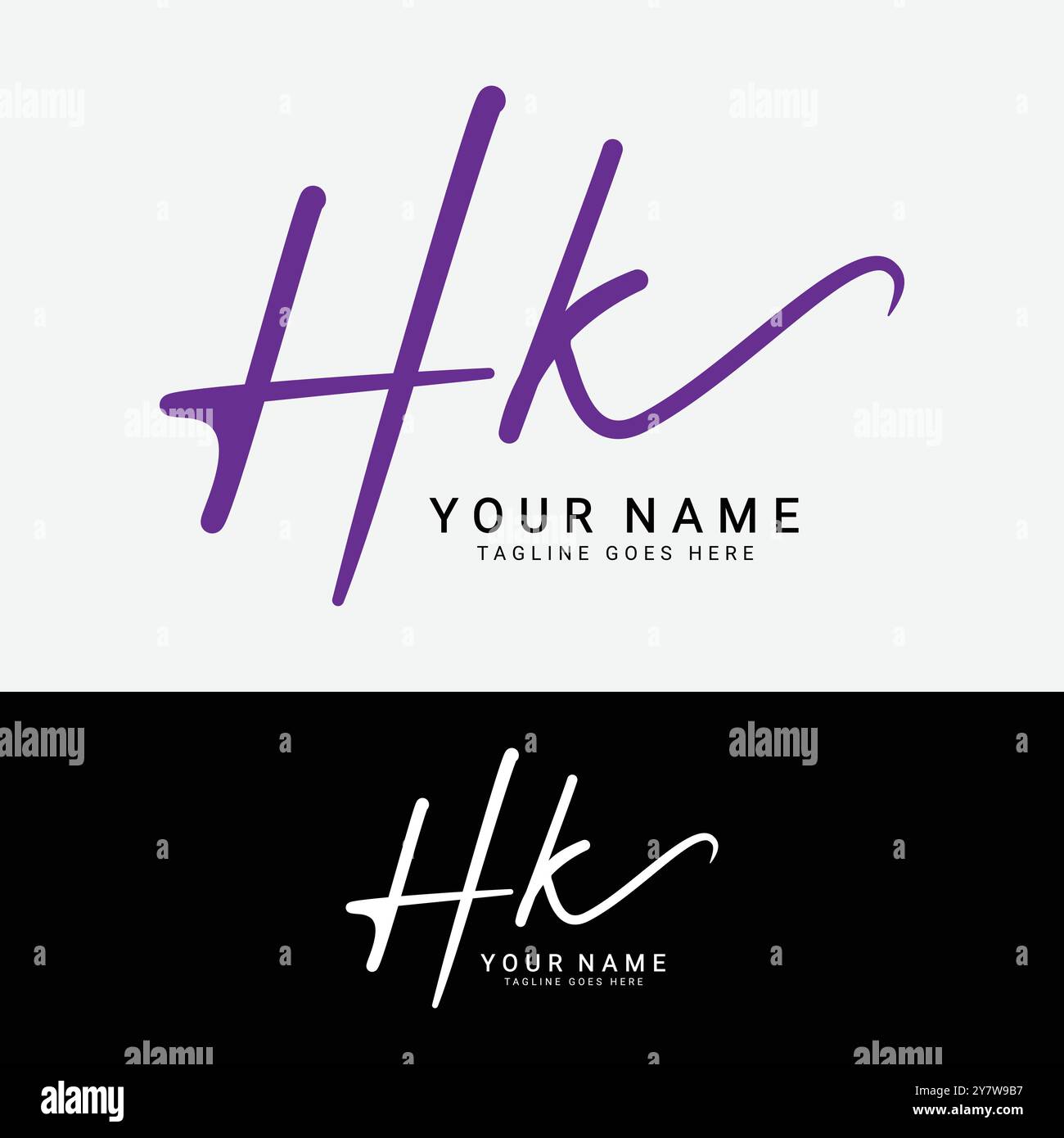 H, K, HK lettre initiale logo. Logo de signature manuscrite Alphabet HK Illustration de Vecteur